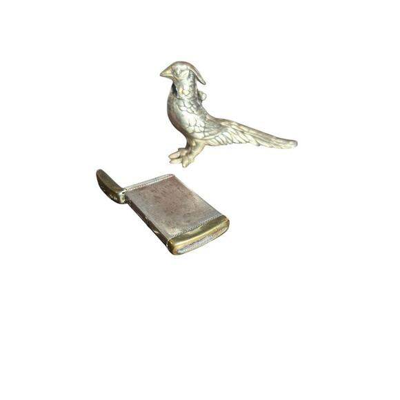 Vintage METAL PHEASANT LIGHTER Made In Japan , Match Box Safe Tin Hinged Top - Picture 1 of 9
